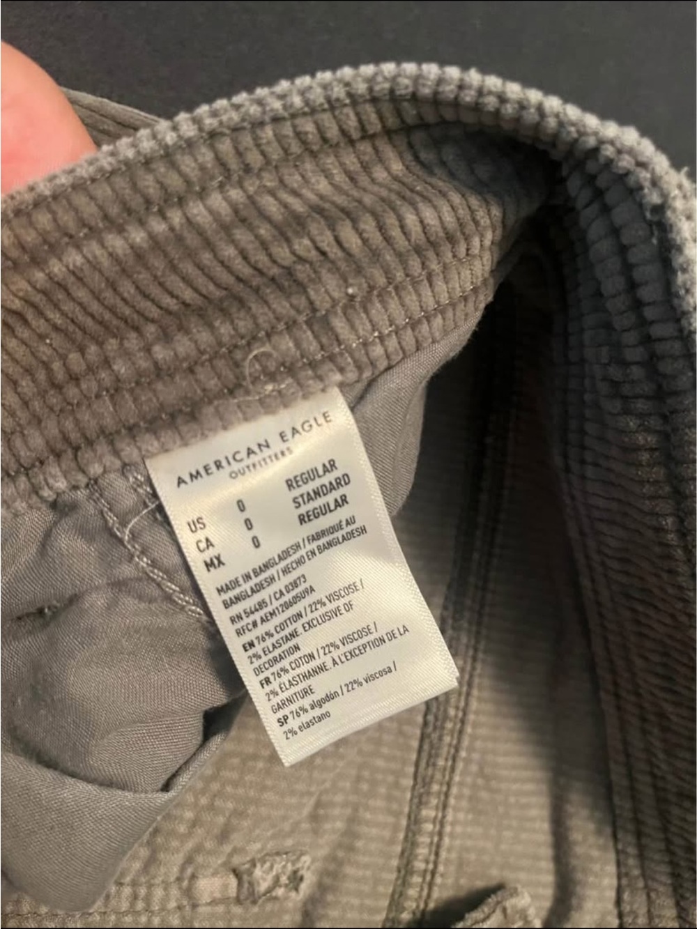 American Eagle Outfitters Olive Green Wide Leg Cargo Corduroy Pants - Picture 2 of 2